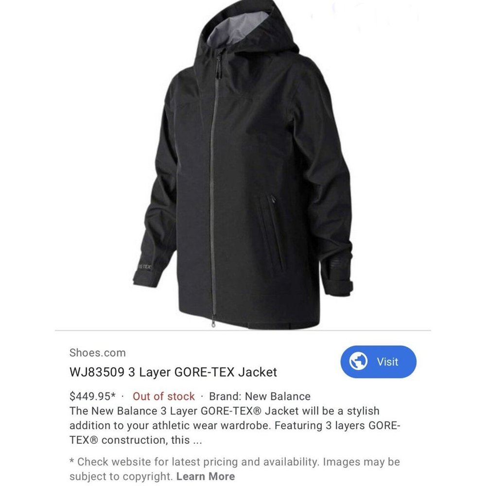 NEW $450 New Balance 3 Layer Gore Tex Jacket! Small Black Relaxed Fit - Picture 2 of 5